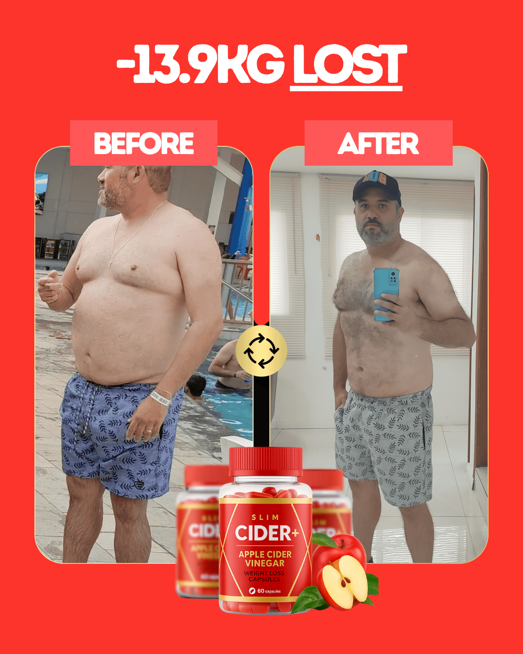 Man lost 13.9kg with SlimCider+