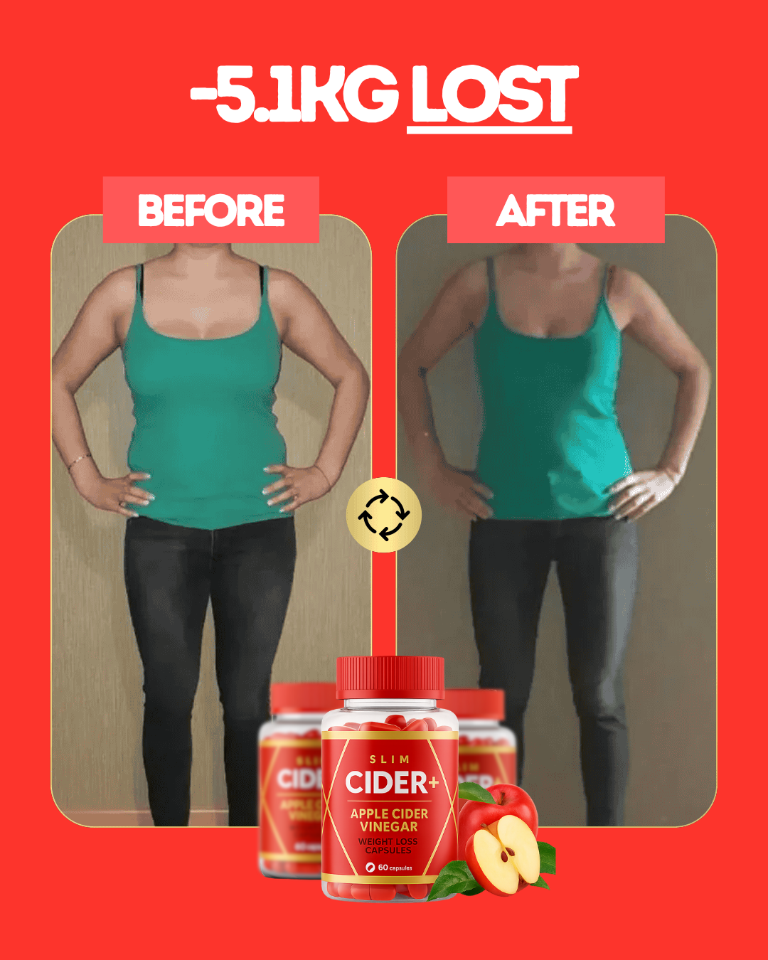 Woman lost 5.1kg with SlimCider+